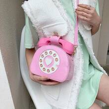 Special-Shaped Bag European And American Fashion Ideas Cute And Funny Personality Simulation Telephone Messenger Bag - 粉紅色 - 查看 8