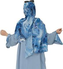 Watercolour Floral Printed Hijab Scarf Women Soft Modal Cotton Instant Hijab Wraps Shawls Long Scarves - 顏色 2 - 查看 3
