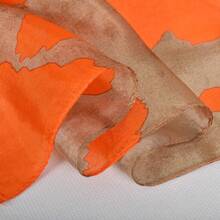 100% Mulberry Silk Scarf For Women Lightweight Long Scarves Beach Wraps Cover Up -Travel Photography Scarfhalloween - 橘子咖啡 - 查看 7