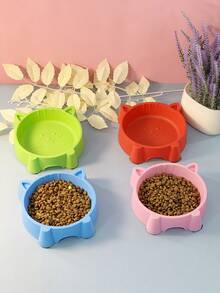 Tazón de plástico con diseño de cara de gato de 4 colores para perros pequeños - Multicolor - Ver 1
