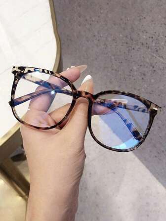 MEIRONG 1pair Women Fashion Leopard Print Big Frame Round Optical Glasses, Casual For Daily Use Glasses Accessories For Women