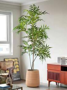 78-140cm Large Fake Palm Tree Artificial Ficus Plants Plastic Tropical Nandina Plants Branch Faux Fiddle Fig Leaves Tall Lacquer Tree For Home Garden Office Kitchen Decor Without 1pc