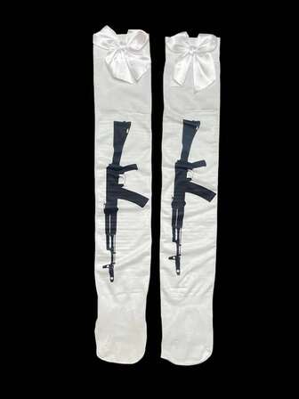 1 par punkiga gotiska törnen under korset lårhöga strumpor, Y2k, mysiga strumpor