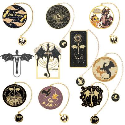 Fantasy Fourth Wing Dragon Design Bronze Metal Bookmark, Book Mark Decoration Pendant, Back To School Gift To Boyfriend And Reader Friends, Valentine'S Day, Birthday, Thanksgiving Holiday Gift