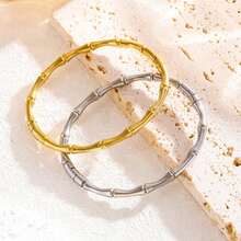 Solid 18k Stainless Steel Bamboo Bracelet For Women - Bạc - Xem 4