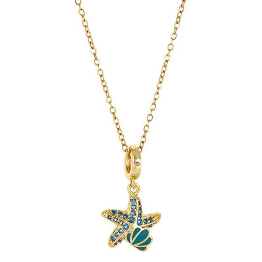 New 18K Stainless Steel Zirconia Necklace For Women, Micro-Inlaid Copper Pendant Jewelry, High-End Fashion Personality And Versatile Temperament - Vàng -6 - Xem 1