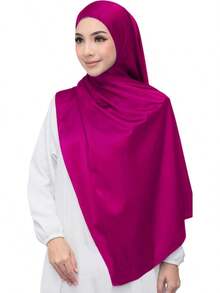 Luxury Satin Hijab Scarf Shawl Wrap Women Long - Hoa oải hương - Xem 3