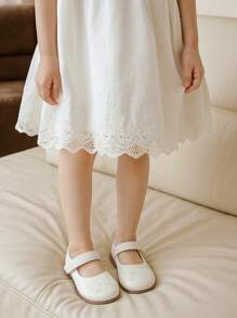 1 Pair Girls' Bow Decor Princess Shoes, Chinese Style Embroidered Children's Casual Sneakers, Suitable For Daily Wear, Parties, Festivals And Various Occasions