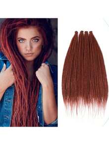 18/24 Inch 40 Strands Dreadlock Hair Extensions,Synthetic Hippie Single Ended Handmade Dreads,Thin 0.6cm Width Straight Reggae Style Dreadlocks For Woman - 臟橘色 - 查看 1