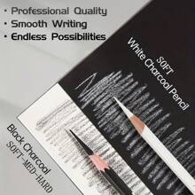12/25/32pcs Sketch Drawing Pencil Set, Black & White Charcoal Pencils, Art Supplies For Adults & Students - Sets - View 8