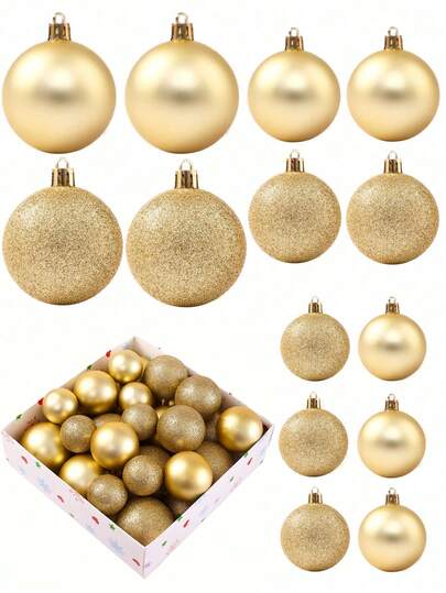 44pcs-Christmas Ball Ornaments, Christmas Tree Decoration, Hanging Shatterproof Plastic Ball Decorations For Xmas Tree, Holiday, Wedding Party, Window Christmas Decor, Birthday, Valentine's Day, Easter, Home, Office Wall Decor,Perfect Christmas Tree Decoration To Create Holiday Atmosphere - Christmas Gift 7/6/5/4/3 Cm (2.8/2.4/1.9/1.6/1.2 Inches)