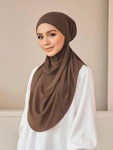 1pc Instant Hijab Muslim Instant Khimar, Soft, Comfortable, Breathable, Skin-Friendly Crystal Linen Fabric, Forehead Strap Design For Secure Fit, Multiple Wearing Styles, Suitable For Daily Life, Worship, Gathering, Prayer, Pilgrimage