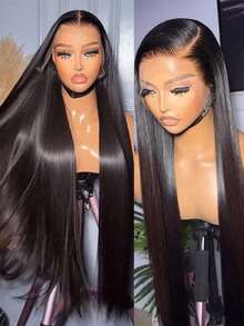 bling hair Straight Glueless Human Hair Wigs, Pre-Plucked, Pre-Cut, 6x4, 9x6, 5x5 Glueless Wig, 180% Density, Upgraded Straight Closure Wig With Baby Hair, Straight 13x6, 13x4 Lace Front Human Hair Wigs - SNatural - 查看 8