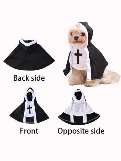 宠物展犬服装，万圣节角色扮演服装，黑白连帽斗篷宠物服装