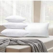 Pack Of 1/2/4 - White Silk And Cotton Pillow Core - Highly Elastic, Soft And Fluffy Silk And Cotton Decorative Pillow, Home Textiles - Soft And Fluffy Pillow Core, Antibacterial And Anti-Mite - No Deformation - Home Use - Soft And Comfortable Neck Pillow, Suitable For Bed, Sofa, Bedroom, Car, Travel And Other Home Decorations, Multiple Sizes, Two Styles Available - A Gift Of Love - 白色 - 查看 3