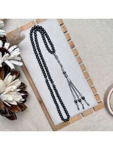 1pc 99 Beads 6mm Black Agate Muslim Prayer Beads - Black - View 4