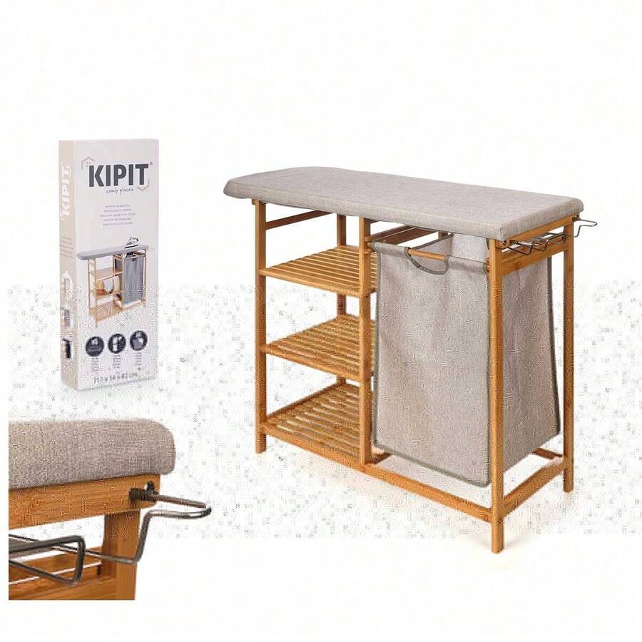 Deposit Bottle Collection Container, Laundry Basket With Lid, Laundry Collector, Space-Saving, Removable Laundry Bag, Bamboo Handles, 34 X 89 X 125 Cm - 灰色 - 查看 1