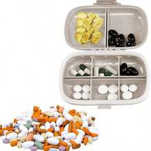 Holi Travel Pill Organizer, 8 Compartments Portable Pill Box, Daily Pill Box For Vitamins, Small Pill Container For Pocket Purse Medication Organizer (Wheat Color) - 小麥色 - 查看 6