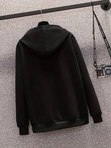 YUANXING Men's Black Casual Hoodie - "Hennything Is Possible" Retro Lettering Graphic, Long Sleeves With  Pockets, Adjustable Drawstring Collar - Perfect For Fall/Winter, Gift For Boyfriend Or Friend