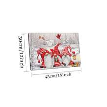 1pc, Framed Wall Art, Christmas Gnomes In Snowy Landscape, Three Festive Gnomes Wearing Red Hats And Scarves, Holding A Lantern And Surrounded By Snow-Covered Trees And Birds, Canvas Wall Art For Living Room, Bedroom, Bathroom, Study Room, Dining Room, Office, Wooden Wall Art Decor, Ideal Gift - 彩色 - 查看 9