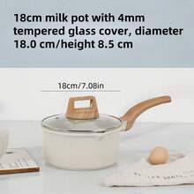 Non Stick Ceramic Cookware Set, Healthy Pot And Flat Bottomed Pot Set, Kitchen Cooking Set, With A Cool Handle To Keep It Cool, Ceramic Non Stick Stew Pot With Lid, White Granite Coating, Free Of PFOS/PFAS - Beige - View 14