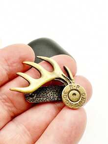 1pc Durable Alloy Antler Hat Clip For Hunting & Outdoor Adventures - Adjustable Deer Head Design With Golden Accents, Perfect Gift For Fathers And Hunters - Multicolor - View 3