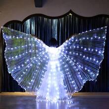 女士 LED 白色（红色/暖色/绿色/紫色）发光派对舞蹈服装道具 - 发光翼斗篷（不含 3 节 AA 电池）配有可调节肩带，适用于舞台、节日庆典、婚礼灯光、艺术表演舞蹈道具 - 彩色 - 查看 13