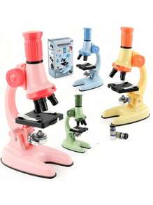 1pc Kids Microscope Kit Science Lab Toys,LED 100-1200X Biological Microscope Home School Educational Toys Children Optical Instruments - Multicolor - View 1