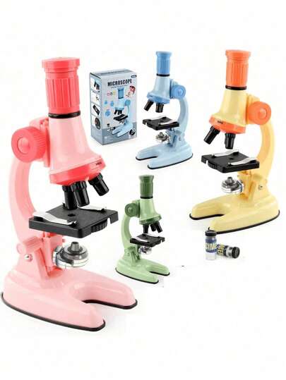 1pc Kids Microscope Kit Science Lab Toys,LED 100-1200X Biological Microscope Home School Educational Toys Children Optical Instruments