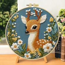 1 Piece Embroidery Set, 20x20cm/7.9x7.9 Inches, Bird, Deer, Winter Landscape Pattern, Handmade DIY Embroidery Set For Adults And Beginners, Includes Embroidery Cloth, Instruction Manual, Embroidery Stretch And Needle, Suitable For Holiday Gifts For Friends Or Family, Furniture, Office Handmade Artwork - Multicolor - View 13