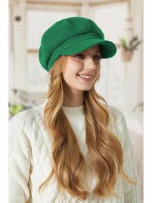 Women Beret Newsboy Hat French Wool Cap Classic Autumn Spring Winter - màu xanh lá - Xem 11