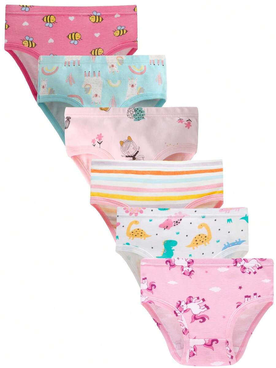 6 Pieces The Four Seasons Little Girls' Soft Cotton Underwear Toddler Undies Young Girl Panties