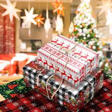 1 张节日圣诞包装纸 - 节日礼品包装纸，带有雪花、鹿和节日图案，白色、黑色、红色、绿色 - 19.7 英寸 X 27.5 英寸纸张，适用于圣诞节、生日、派对和婴儿洗礼装饰、圣诞装饰，最适合圣诞节