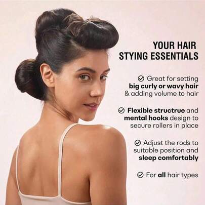 3件/4件套免加热卷发工具，便捷造型套装，包含泡沫卷发棒、睡眠卷发棒、橡胶卷发棒，女士专用，慵懒波浪睡眠卷发棒套装，简约欧美风格