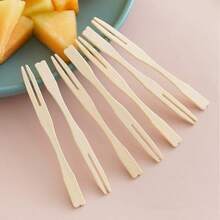 400/200/100/50/10pcs Bamboo Fruit Forks - Heart Or Knot Design Flat Tip Forks - And Fashionable Fruit Picks, Desserts, Parties, Weddings And Daily Use