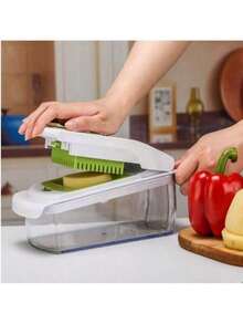 18 قطعة مفرمة الخضروات، شرّاحة الفاكهة متعددة الوظائف، شرّاحة الطعام اليدوية، شرّاحة الخضروات، آلة تقطيع مع وعاء، مفرمة البصل، مبشرة البطاطس المنزلية، لوازم المطبخ، أدوات مطبخ صغيرة، ملحقات المطبخ، أساسيات المطبخ