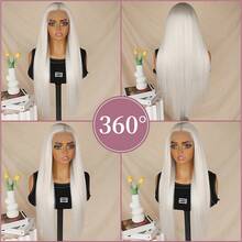 26 Inches Long Silky Straight White Color Synthetic Lace Front Wigs 13x4 Lace Area Free Part Pre Plucked With Baby Hair Around Natural Hairline Glueless Heat Resistant Fiber Frontal Lace Wig For Fashion Women Girls Party Vacation Show Makeup Use Daily Wear - Trong sáng - Xem 6