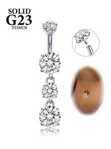 G23钛金吊坠肚脐环女士吊坠肚脐环CZ肚脐环弧形杠铃内螺纹肚脐穿孔饰品 - 彩色 - 查看 11