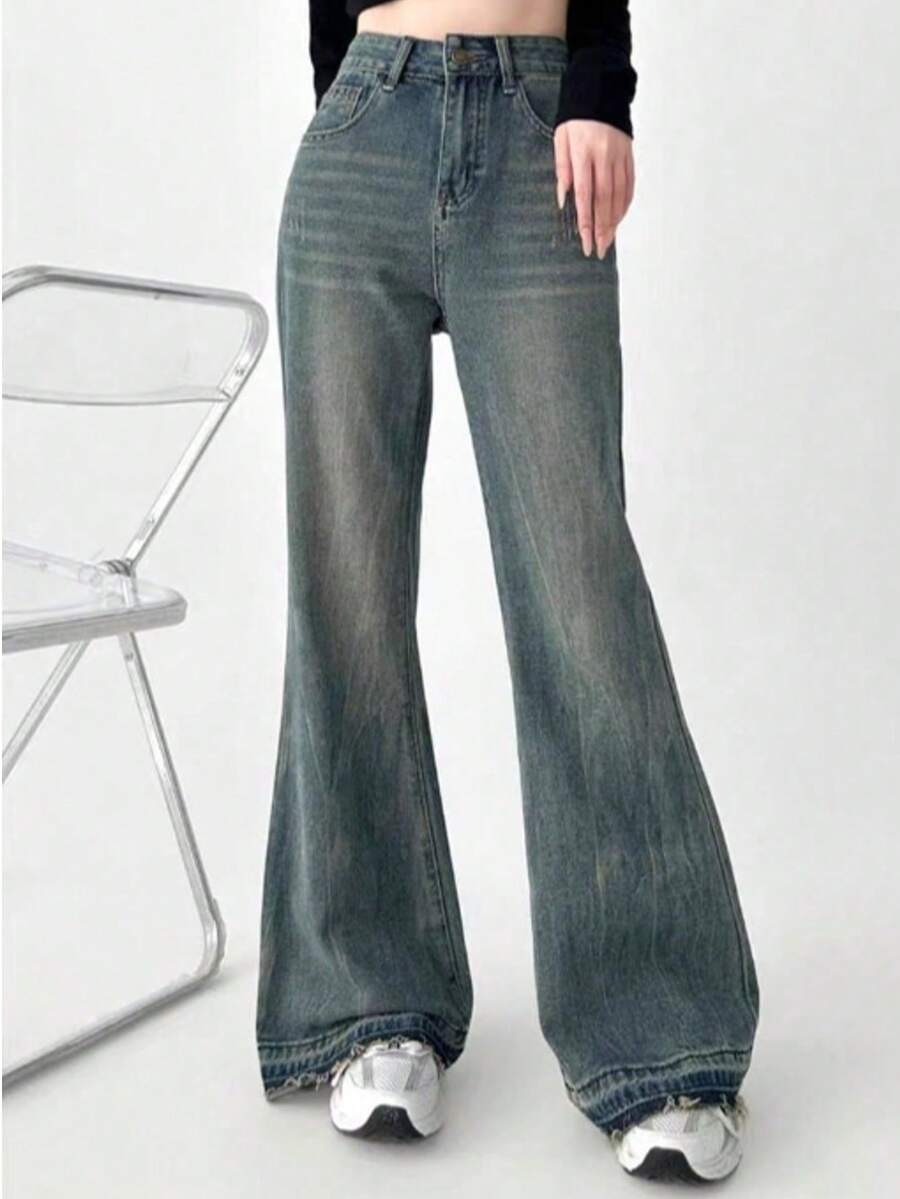 Pantalones de Mezclilla Vaqueros para Mujer  acampanados baratos en México oferta calidad cómodos y baratos Para ocio Lavado azul oscuro  Lavado azul claro