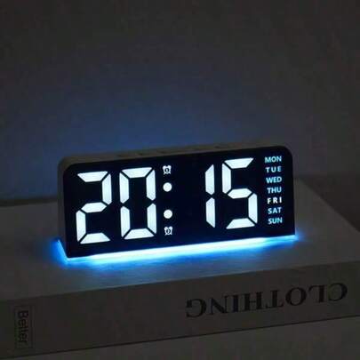 Multi Functional Alarm Clock, Clock, Bedside Alarm Clock, Temperature Display, Ambient Light, Date Display, Two Sets Of Alarms, Brightness Adjustment, Week Display, 12/24-Hour Switching, Suitable For Your Bedside And Daily Life
