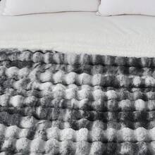 Manta de felpa de piel sintética ultrasuave, de 127.0 x 152.4 cm, sherpa gruesa y cálida para sofá, recámara, camping, manta decorativa para una calidez acogedora, color gris claro con - Burbuja Corbata Gris Claro - Ver 8