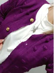 Winter Coat Knitted Cold Weather Blouse Cardigan Style Casual Party Knitwear Women's Clothing - 紫色的 - 查看 5