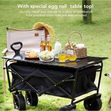 5英寸大容量重型折叠旅行车便携式桌面，便携式折叠运动购物露营旅行车桌面，便携式碳钢折叠桌面，露营、钓鱼、家庭野餐等必备便携式折叠桌面 - 黑色 - 查看 8