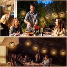 SolarLanterns Outdoor Waterproof Lights - 2 Pack Hanging Metal SolarPowered Lights, Large Round SolarChandelier Lamps With On\/Off Switch & Chains Hook  Garden Patio Yard Farmhouse Pathway Decor - 2 包 - 查看 10