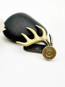 1pc Durable Alloy Antler Hat Clip For Hunting & Outdoor Adventures - Adjustable Deer Head Design With Golden Accents, Perfect Gift For Fathers And Hunters - Multicolor - View 4
