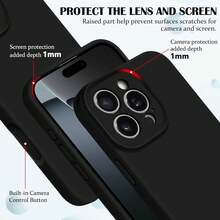 Ốp lưng điện thoại iPhone 17 Pro bằng silicon lỏng có [Bảo vệ toàn diện camera] [Lớp lót sợi siêu mịn chống trầy xước], Ốp lưng điện thoại màu trơn siêu mỏng chống sốc, tương thích với iPhone 17/16/15/14/13/12/11 Pro Max Plus - màu đen - Xem 4