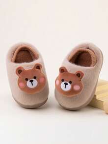 1 Paio di pantofole da interno per bambini, design carino a forma di orso, calde e antiscivolo, adatte per bambini, bambini piccoli, autunno/inverno