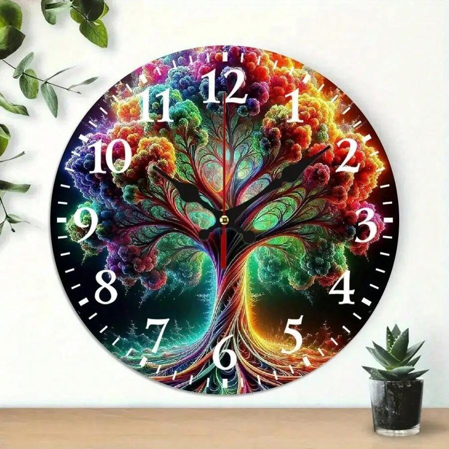 Tree Of Life" Wall Clock, A Silent Wall Clock That Creates A Festive Atmosphere With Clear And Easy-To-Read Numbers, Suitable For Wall Decoration In Living Rooms, Gardens, Kitchens, Bedrooms, And Offices, Size 10*10inch,Wall Decor,Valentines Decor,Home Décor>Stuff