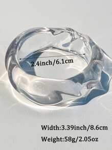 1 pieza Nuevo brazalete de resina transparente elegante, diseño geométrico asimétrico brillante, adecuado para uso diario y de fiesta