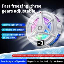 RGB手机散热器 - 便携式RGB手机散热风扇 | 磁吸式手机散热器，散热面积更大，适用于手机/平板电脑/iPad，轻巧便携